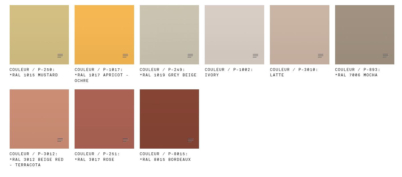 Coloris compl&eacute;mentaire des pieds de bureau Batisse