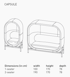 dimension canapé acoustique capsule de casala