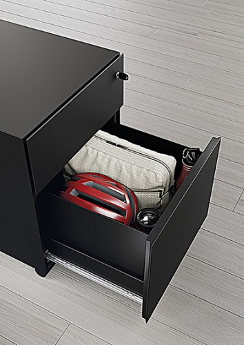 Photo intérieur grand tiroir caisson mobile 2 tiroirs fabrication française coloris Noir