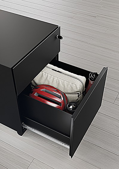 Photo intérieur grand tiroir caisson mobile 2 tiroirs fabrication française coloris Noir