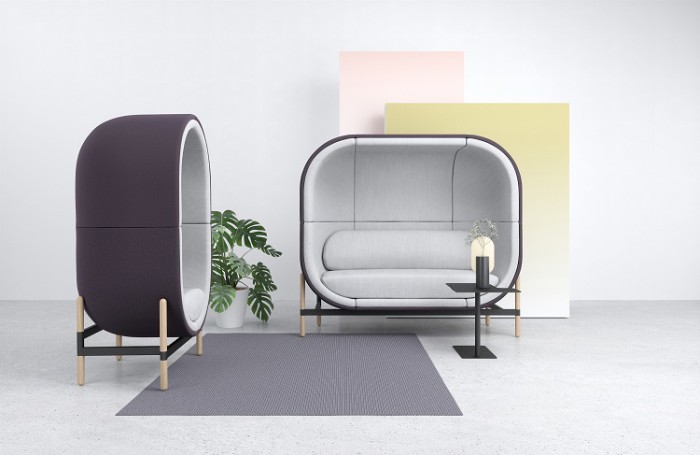 canapé et fauteuil acoustique capsule bicolor gris