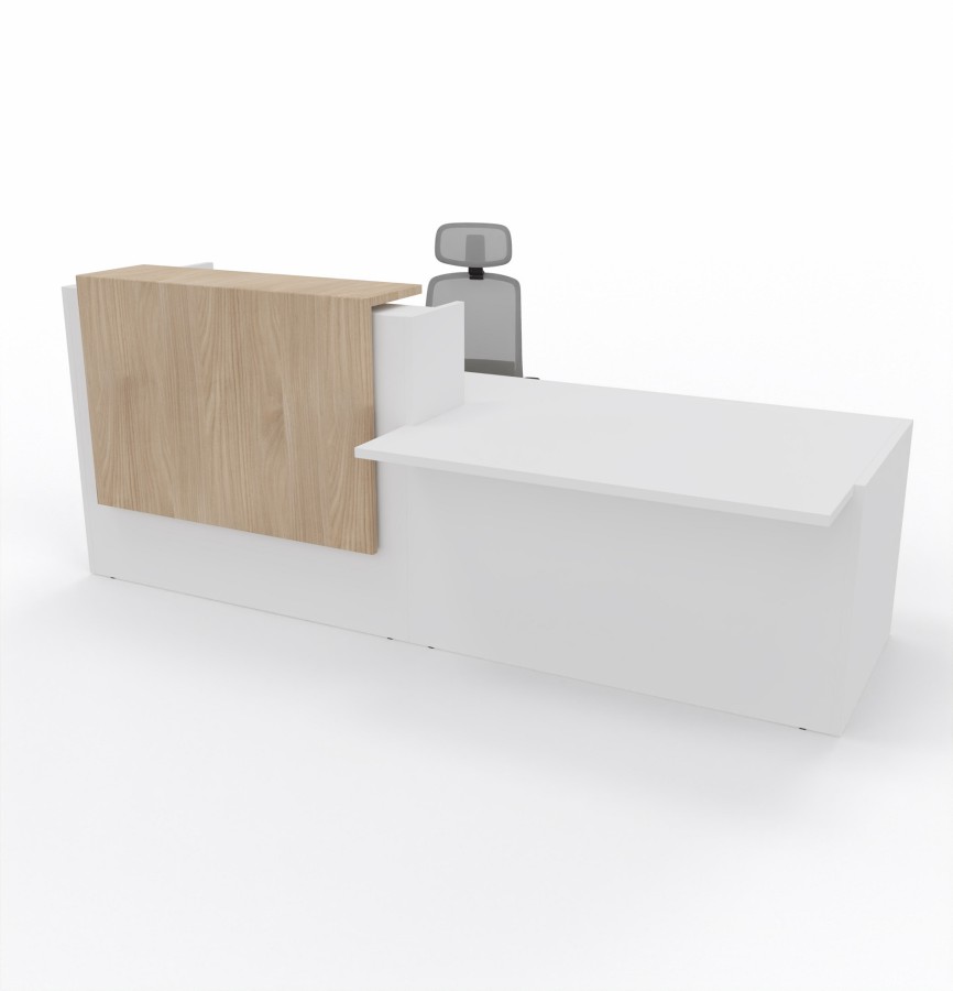 Banque d'accueil PMR en bois Blanche et Orme